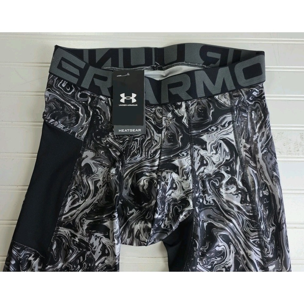 Under Armour HeatGear Printed Compression Leggings Men's LARGE Gray 1370326 NWT